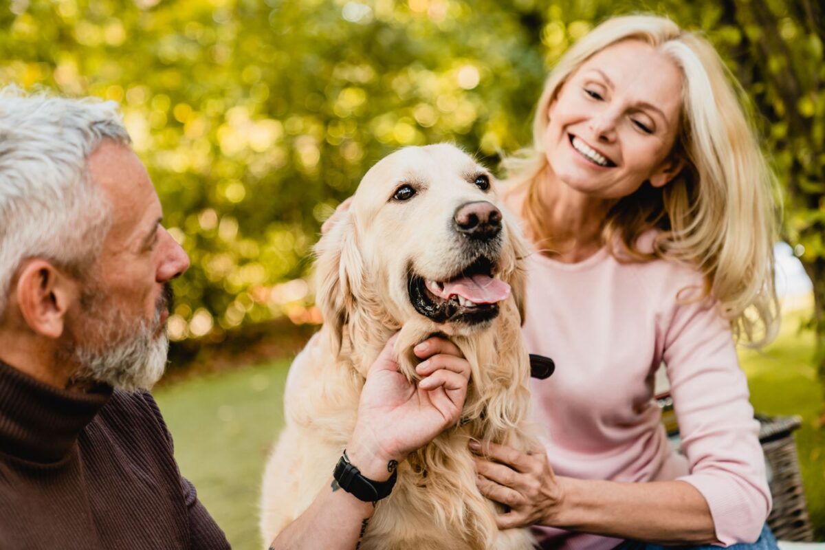 couple with dog