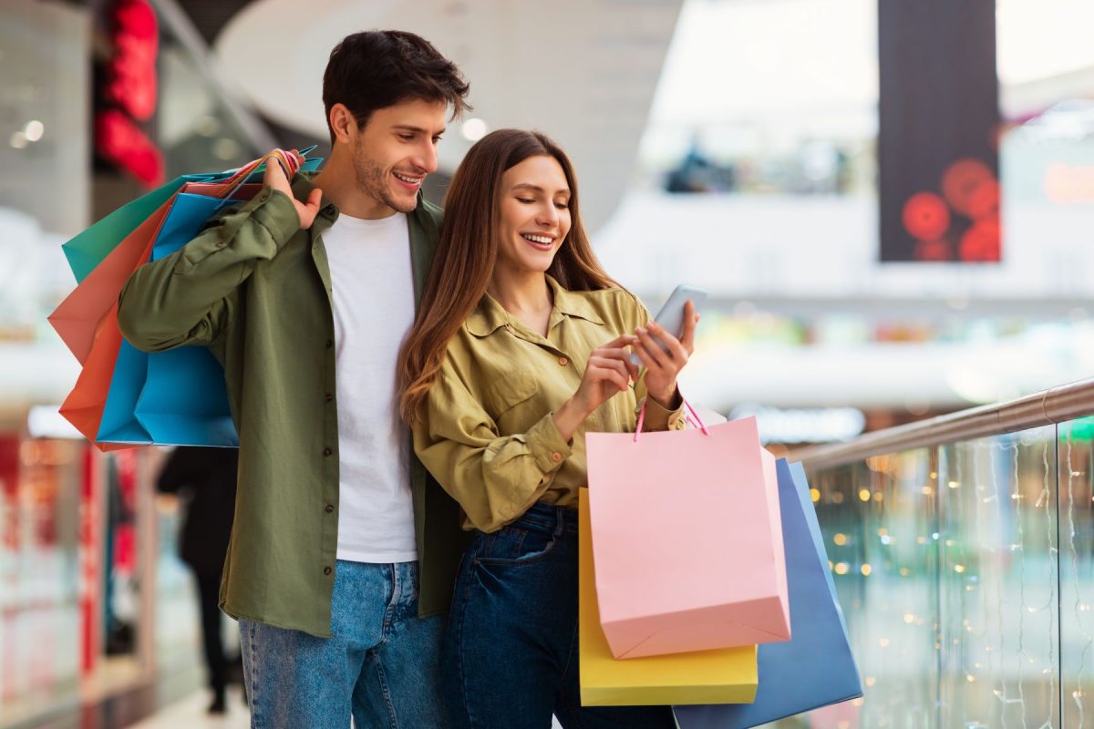 man and woman shopping